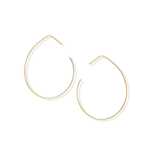 14 Karat Gold Plated Large Pear Outline Earrings
