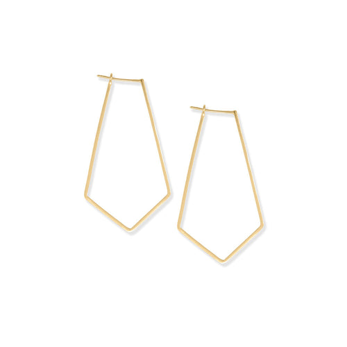 14 Karat Gold Plated Elongated Pentagon Earrings