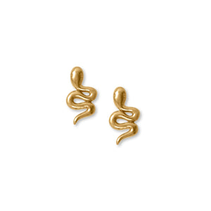 14 Karat Gold Plated Small Snake Stud Earrings
