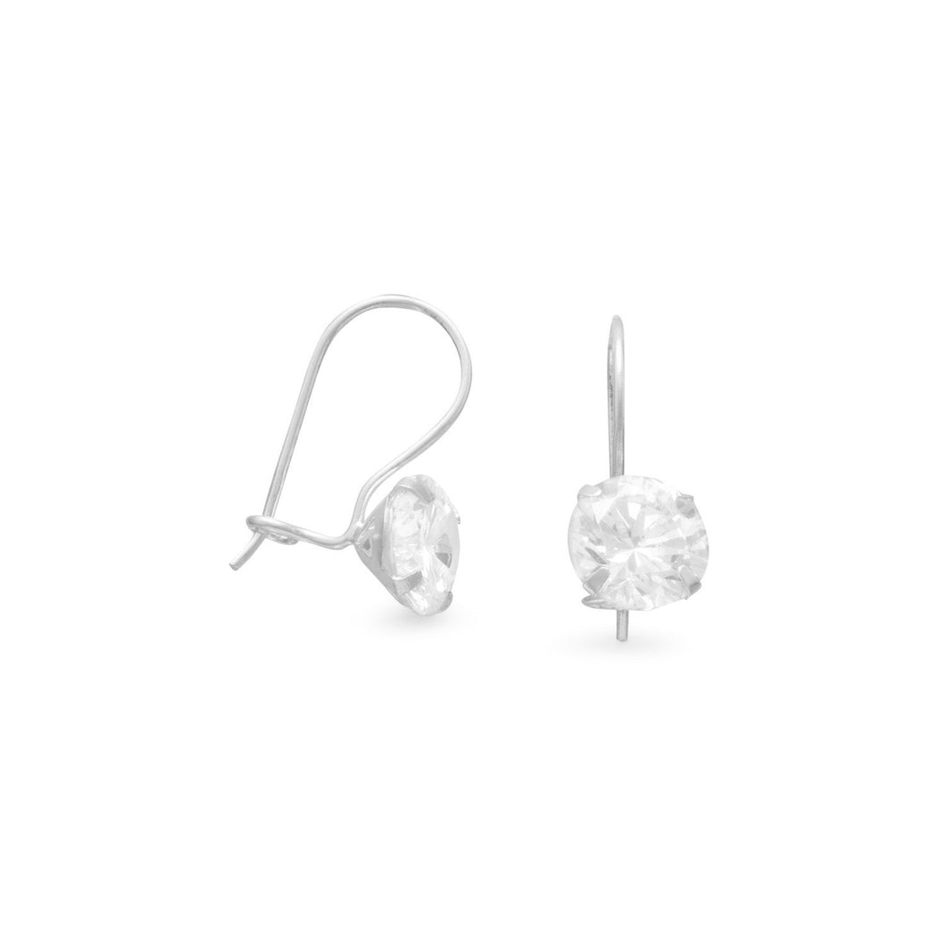 8mm Solitaire CZ Wire Earrings