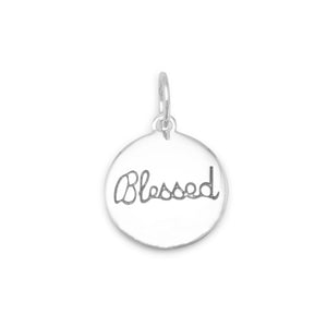 Rhodium Plated "Blessed" Charm