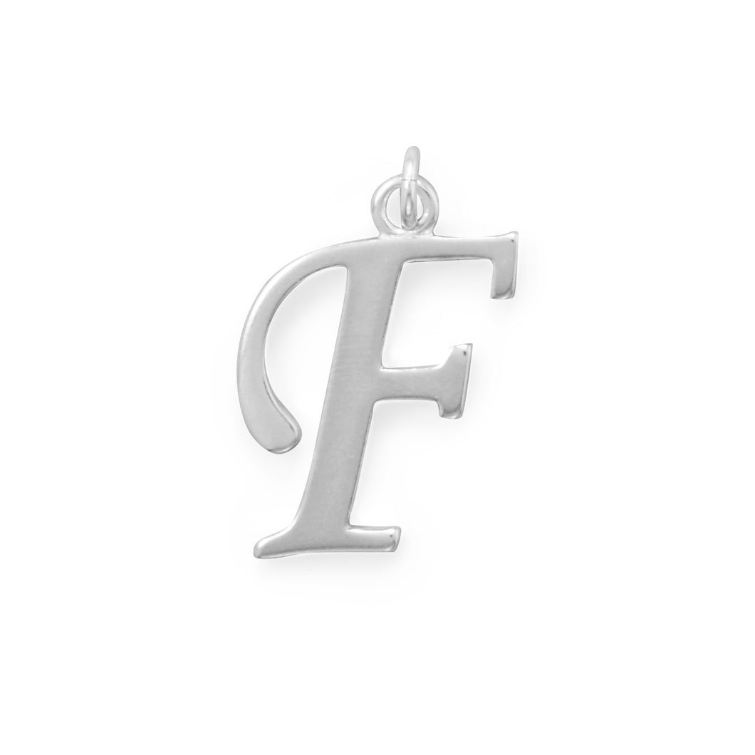 Polished Letter F Initial Pendant