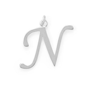 Polished Letter N Initial Pendant