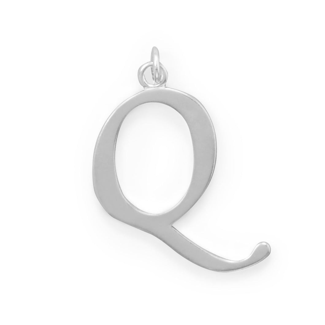 Polished Letter Q Initial Pendant