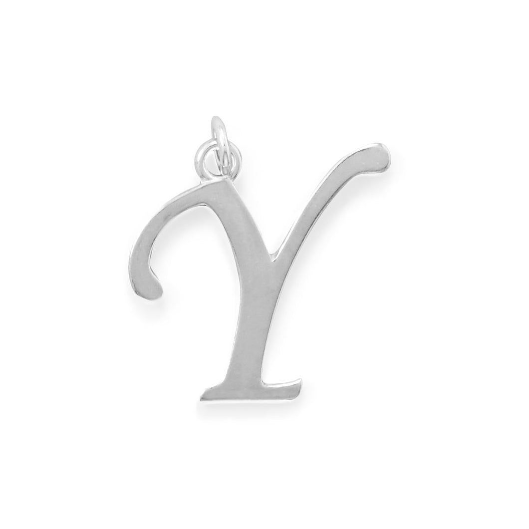 Polished Letter Y Initial Pendant