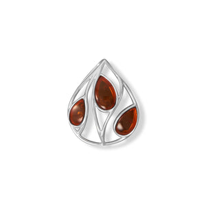 Polished Cutout Pear and Amber Slide Pendant