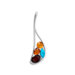 Oblong Multi Color Amber and Turquoise Slide Pendant