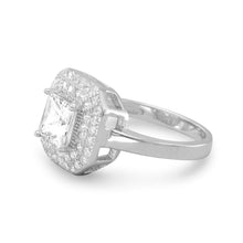 Rhodium Plated Ring with Square CZ