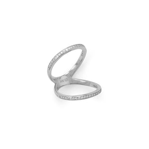 Rhodium Plated CZ Double Band Knuckle Ring