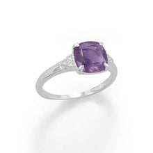 Sterling Silver Amethyst and CZ Band