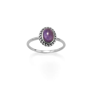 Delicate Oval Amethyst with Rope Edge Ring