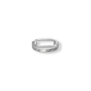 Rhodium Plated Paperclip Ring
