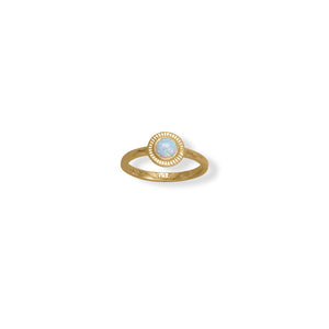 14 Karat Gold Plated Round Synthetic Opal Ring