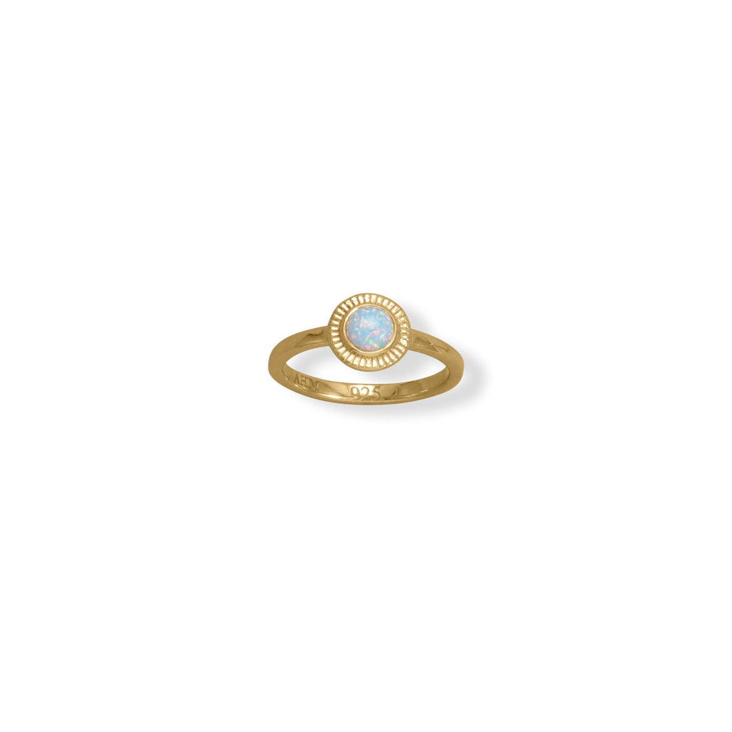 14 Karat Gold Plated Round Synthetic Opal Ring