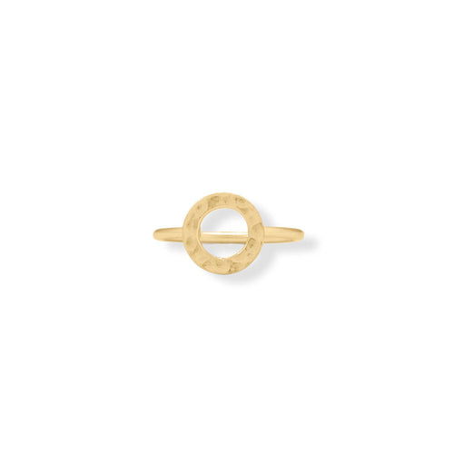 14 Karat Gold Plated Textured Open Circle Ring
