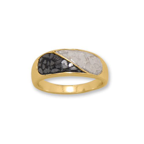 Split Black and White Natural Diamond Ring
