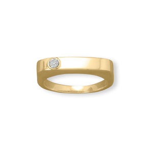 14 Karat Gold Plated Crystal Bar Ring