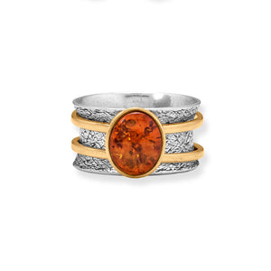 Two Tone Baltic Amber Ring