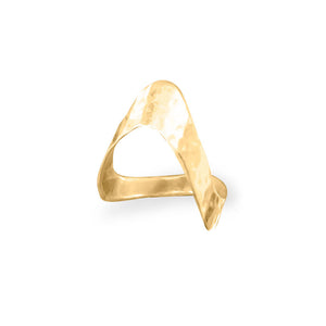 14 Karat Gold Plated Hammered "V" Ring