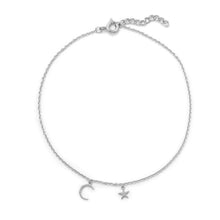 "My Moon and Stars" Rhodium Plated Anklet