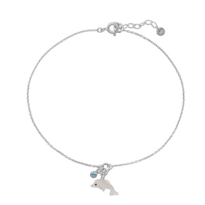 9.5"+1" Dolphin and Crystal Anklet