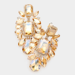 Multi-Stone Evening Clip on Earrings (Various Colors)