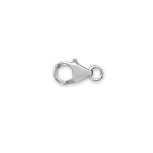 6mm x 10mm Rhodium Plated Fancy Lobster Clasps with Ring (Package of 5)