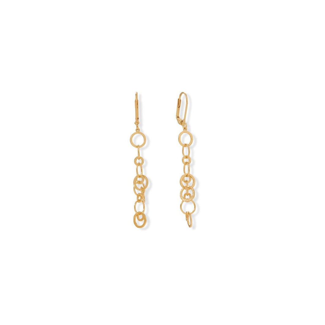 14 Karat Gold Plated Brass Link Drop Earrings