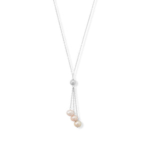 16" + 2" 8mm Cultured Freshwater Pearl Lariat Necklace