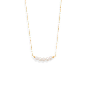 16" + 2" Gold Filled AAA Akoya Pearl Bar Necklace