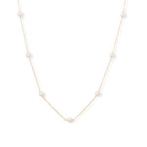 16" + 2" Gold Filled 6mm Cultured AAA Akoya Pearl Necklace