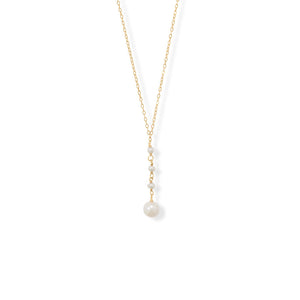 16" + 2" Gold Filled Cultured AAA Akoya Pearl Drop Necklace