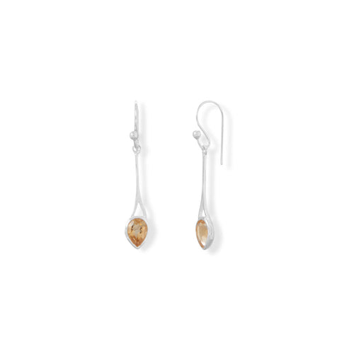 Pear Shaped Citrine Drop Earrings