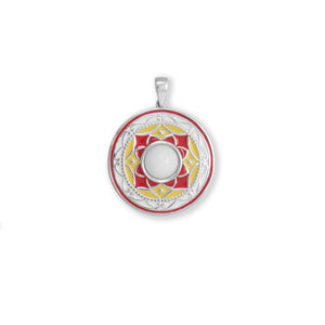 Small White Agate and Multi Color Enamel Medallion Pendant