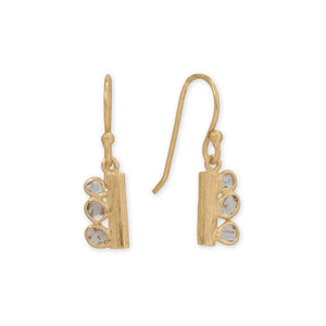 Small 14 Karat Gold Plated Polki Diamond Drop Earrings